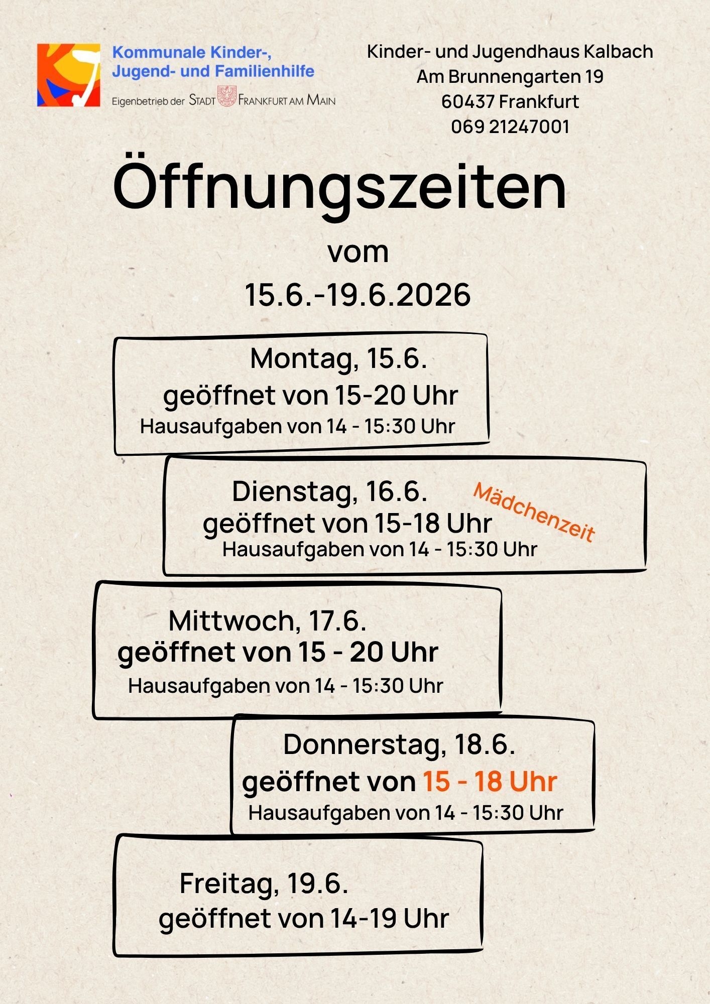 Öffnungszeiten